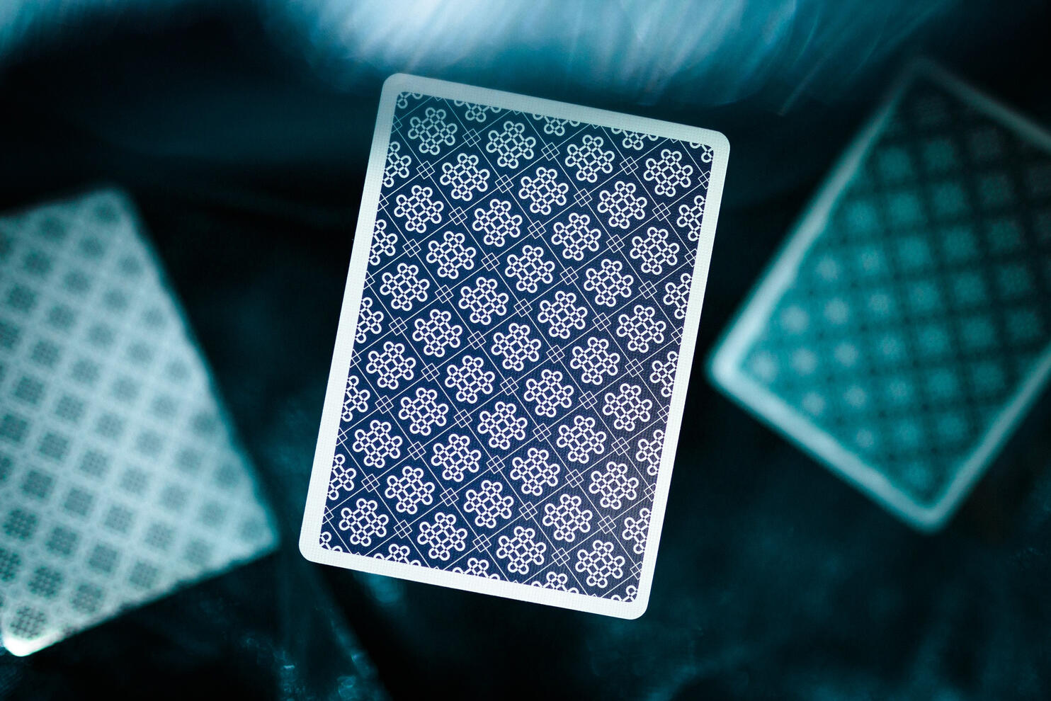 Playing cards on a trippy background