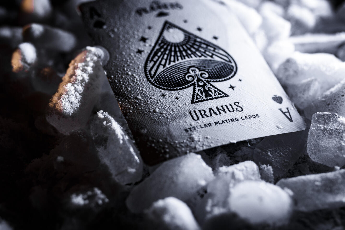 Playing card macro shot freezing cold scenery cold