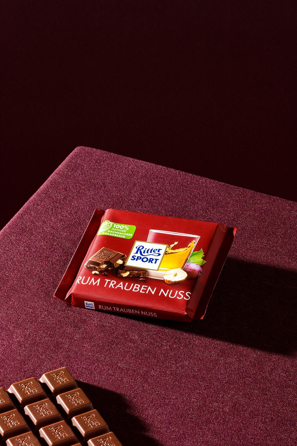 Stylish shot of box of Ritter sport chocolate