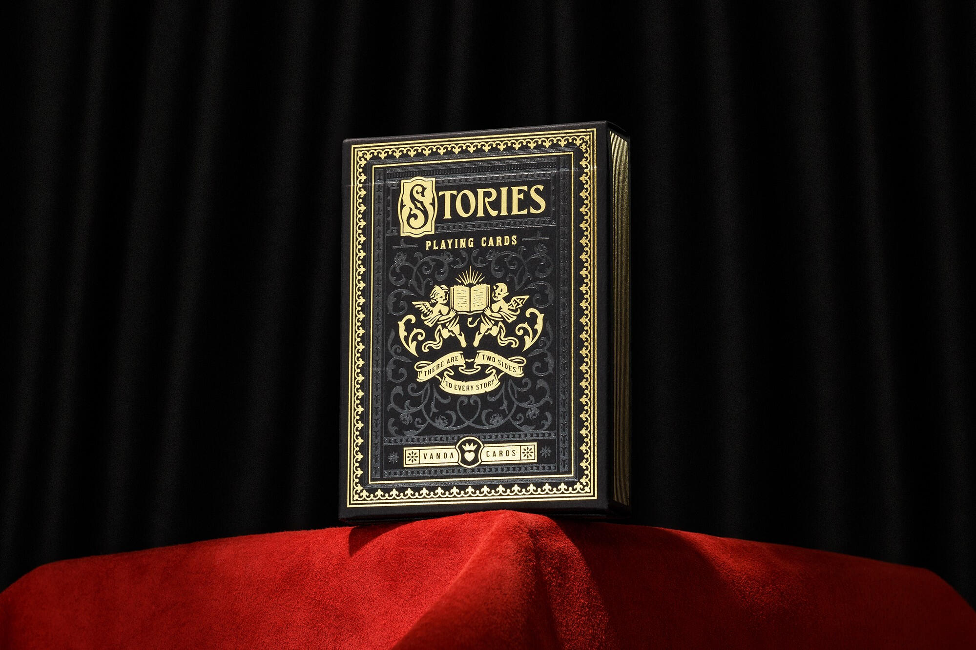 Hero shot of stories playing cards in a theatre setting